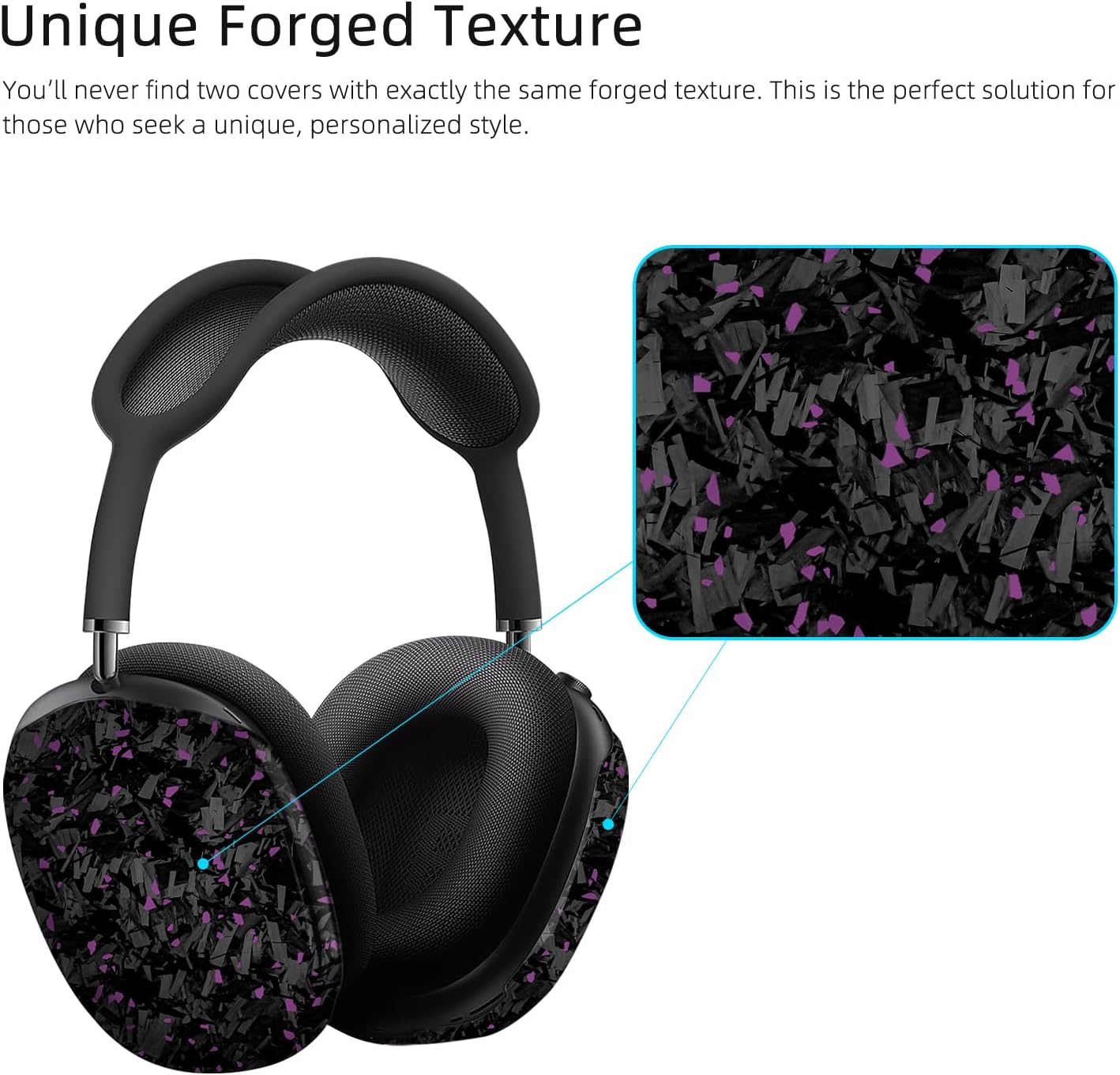 MONOCARBON Real Carbon Fiber Case for AirPods Max (2024/2020), Military-Grade Protective Hard Cover for Apple Headphones, Unique Forged Matte, Scratch-Resistant, Essential Accessories-Matte Purple