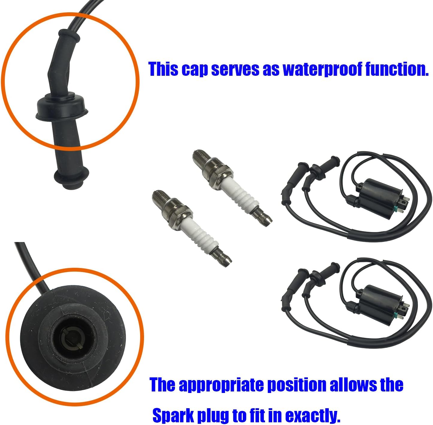 Ignition Coil with Spark Plug Cap& Spark Plug Fit for Honda Shadow ACE Aero Spirit Sabre 1100 VT1100