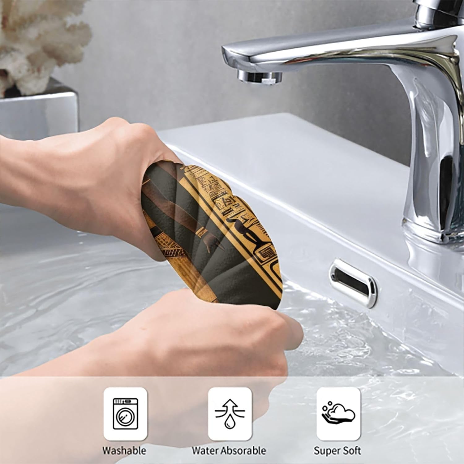 Ancient Egyptian Hieroglyph Print Hand Towels for Kitchen, Decorative Bathroom Towels Decor Farmhouse Cute for Men Women Gifts