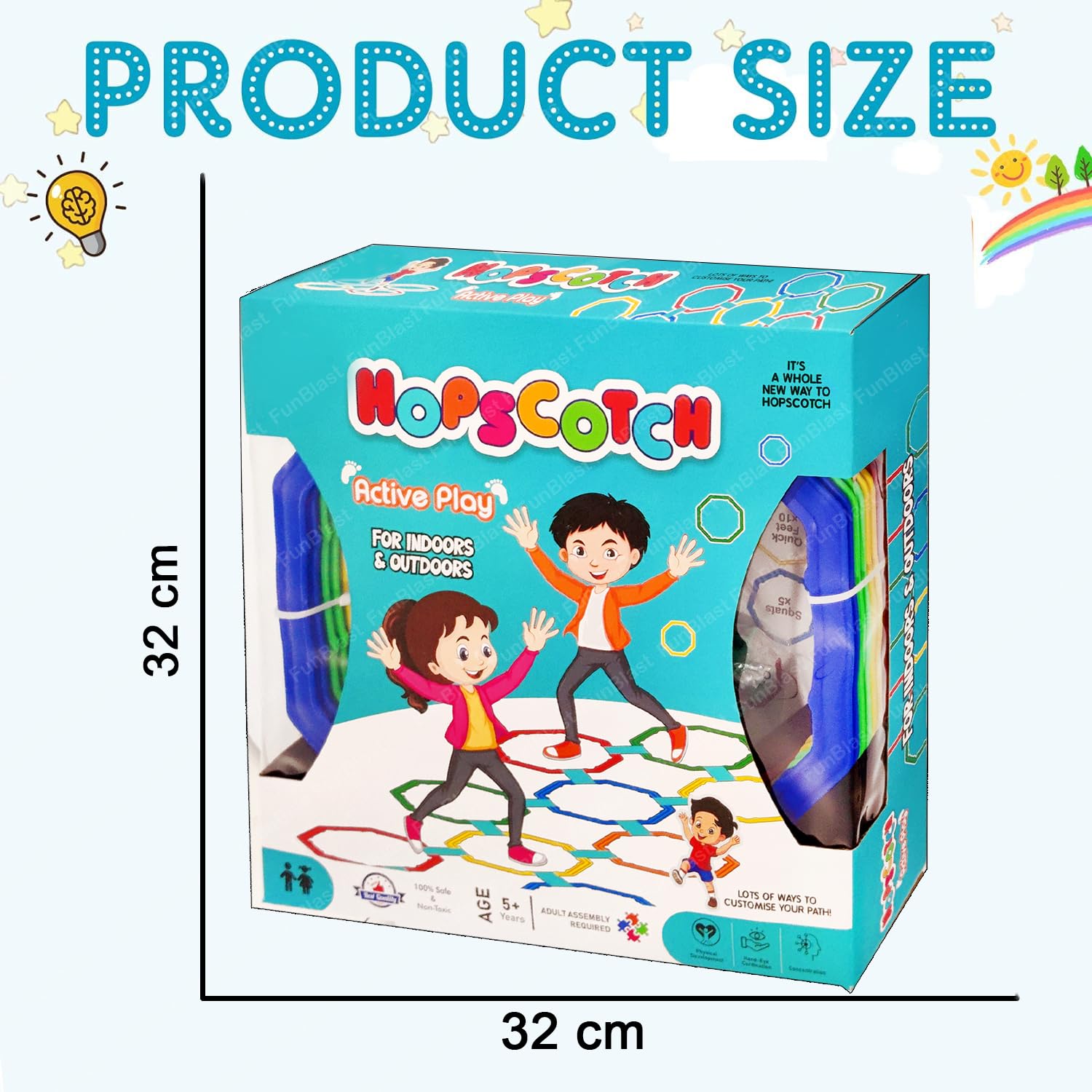 FunBlast Hopscotch Games for Girls, Active Indoor Rings Game for Kids – Kids Jumping Ring Game, Educational Colorful Rings for Kid, Indoor and Outdoor Games for Kid (Multicolor) - Image 3 thumbnail