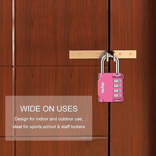 Miniatura 6 de Diyife - Candado de combinación de 4 dígitos, resistente a la intemperie, cerradura de número reiniciable de acero chapado para casilleros