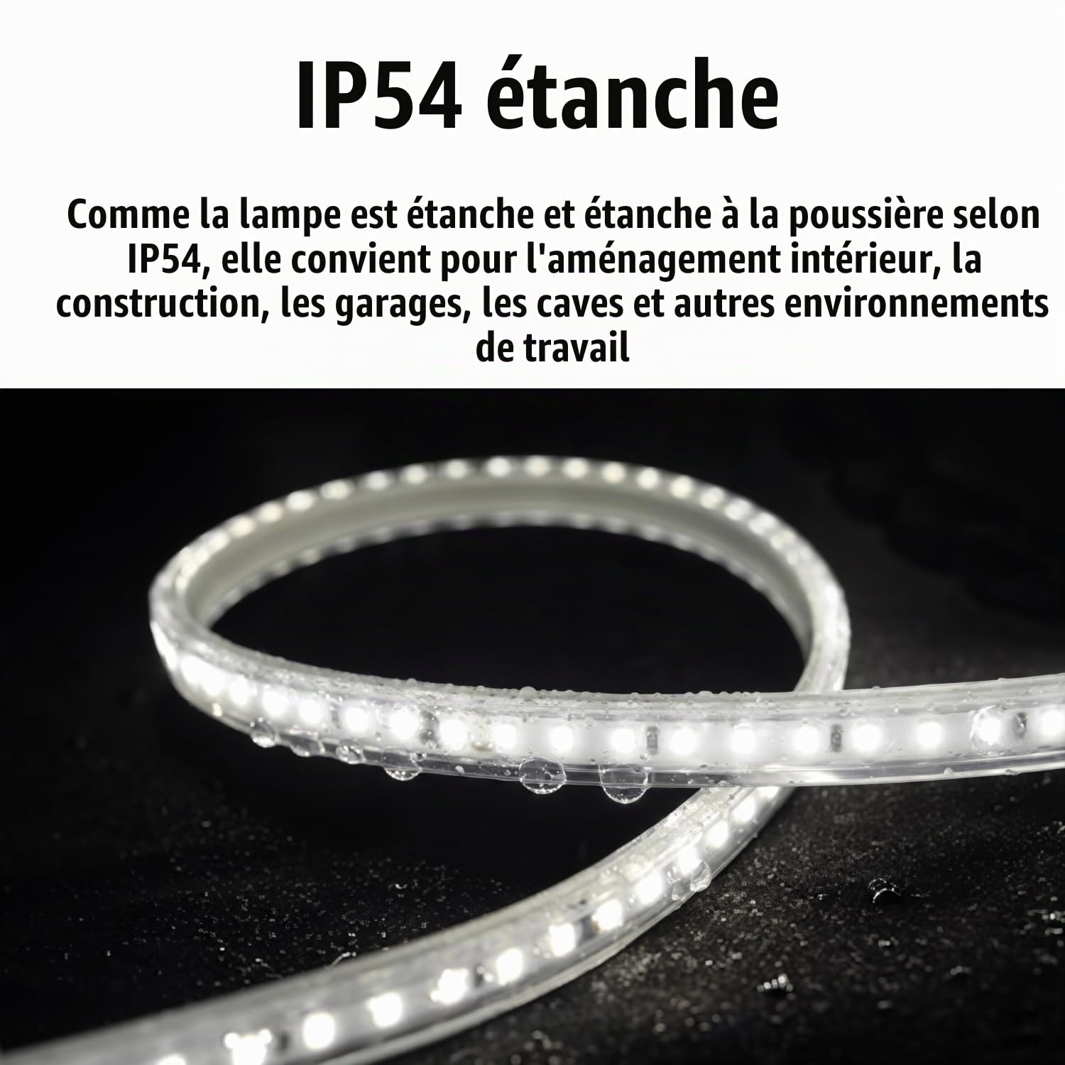 Projecteur de Chantier 90W,Barre LED 10m,11.000lm Lampe Chantier avec Prise,6500K,IP54, Étanche pour Garage, Atelier,Travail (Avec un moulinet)