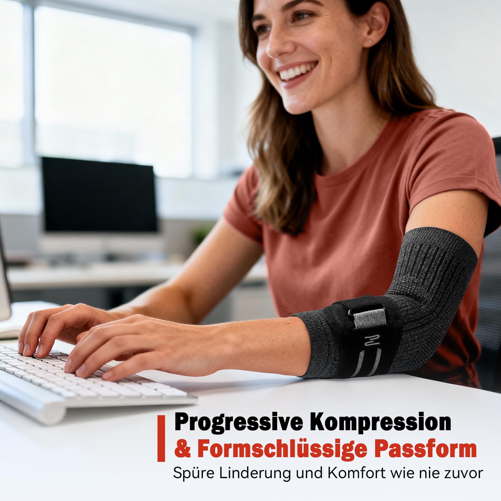 ZOELION Dual-Stütze Ellenbogenbandage mit gezieltem Silikon-Strap & Gel-Pad, Tennisarm Bandage, Ellenbogen Bandagen Herren Damen für Tennisarm, Golferarm, Sehnenentzündung, Sport (Schwarz, M)
