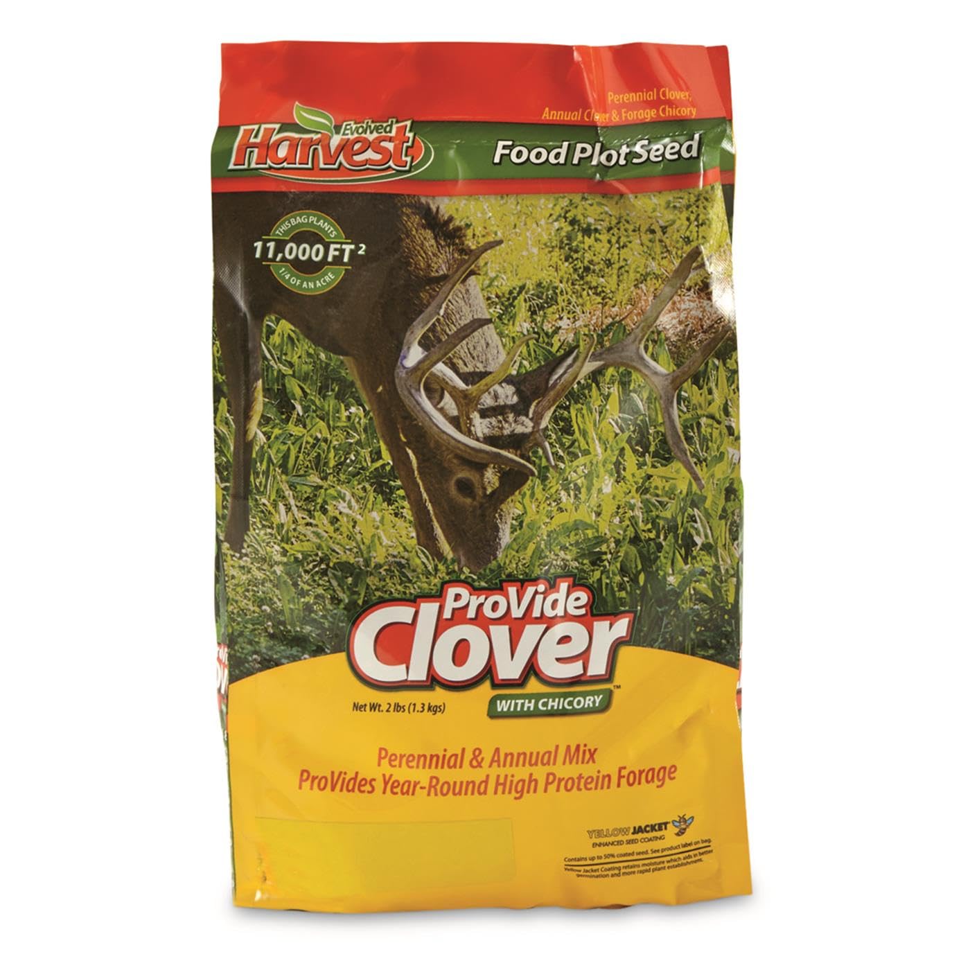 Evolved Habitats EVOLVED HARVEST ProVide Clover with Chicory Food Plot for Deer - Provides Year-Round High Protein Forage, 2 Lbs.
