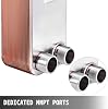 BestEquip Heat Exchanger 3/4 Inch MNPT Ports Brazed Plate Heat Exchanger 30 Plate Heat Exchanger Plate Stainless Steel 316L Flat Plate Chiller Word for Hydronic Heating