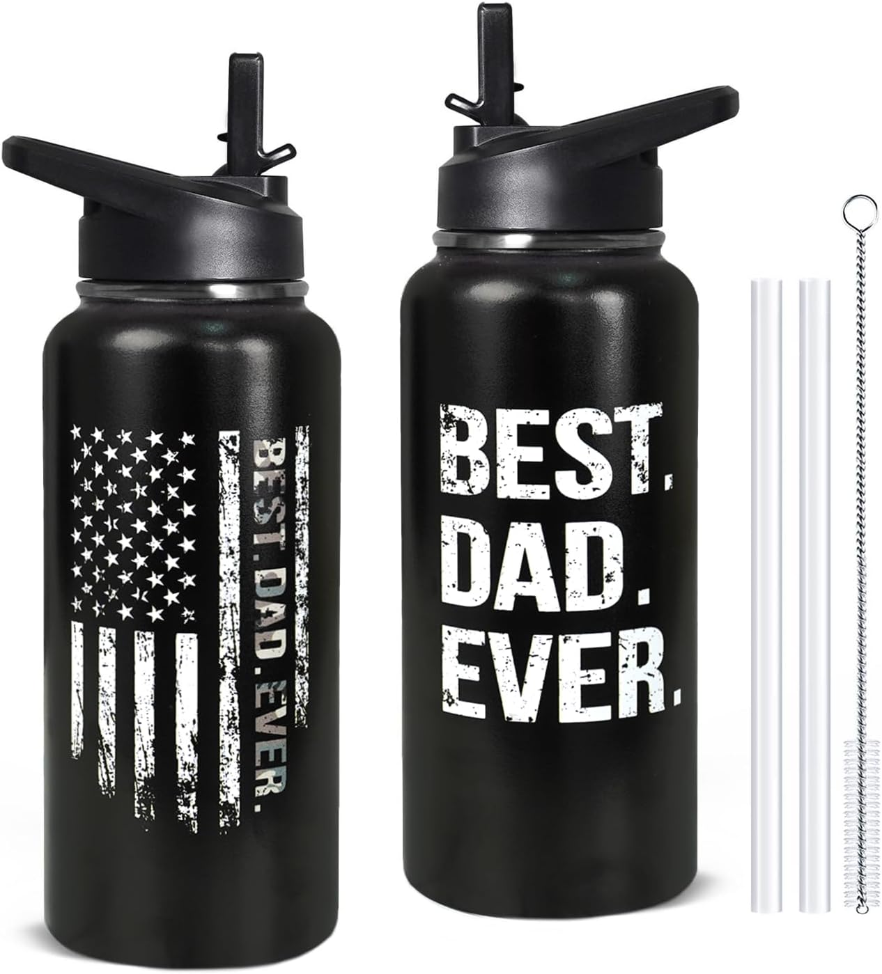 32oz Dad Stainless Insulated Aater Water Bottle with Straw,Dad Gym Hiking Sports Coffee Mug Cup Water Bottles,Fathers Day Gift For Dad From Gaughter, Son
