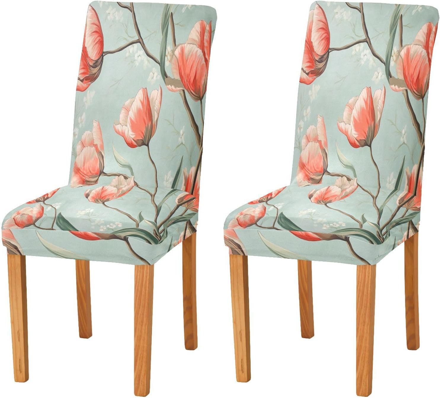 ALAZA Chair Covers for Dining Room, Vintage Flower and Branches Stretch Chair Cover Sets Chair Protector Removable Washable for Ktichen Restaurant Hotel