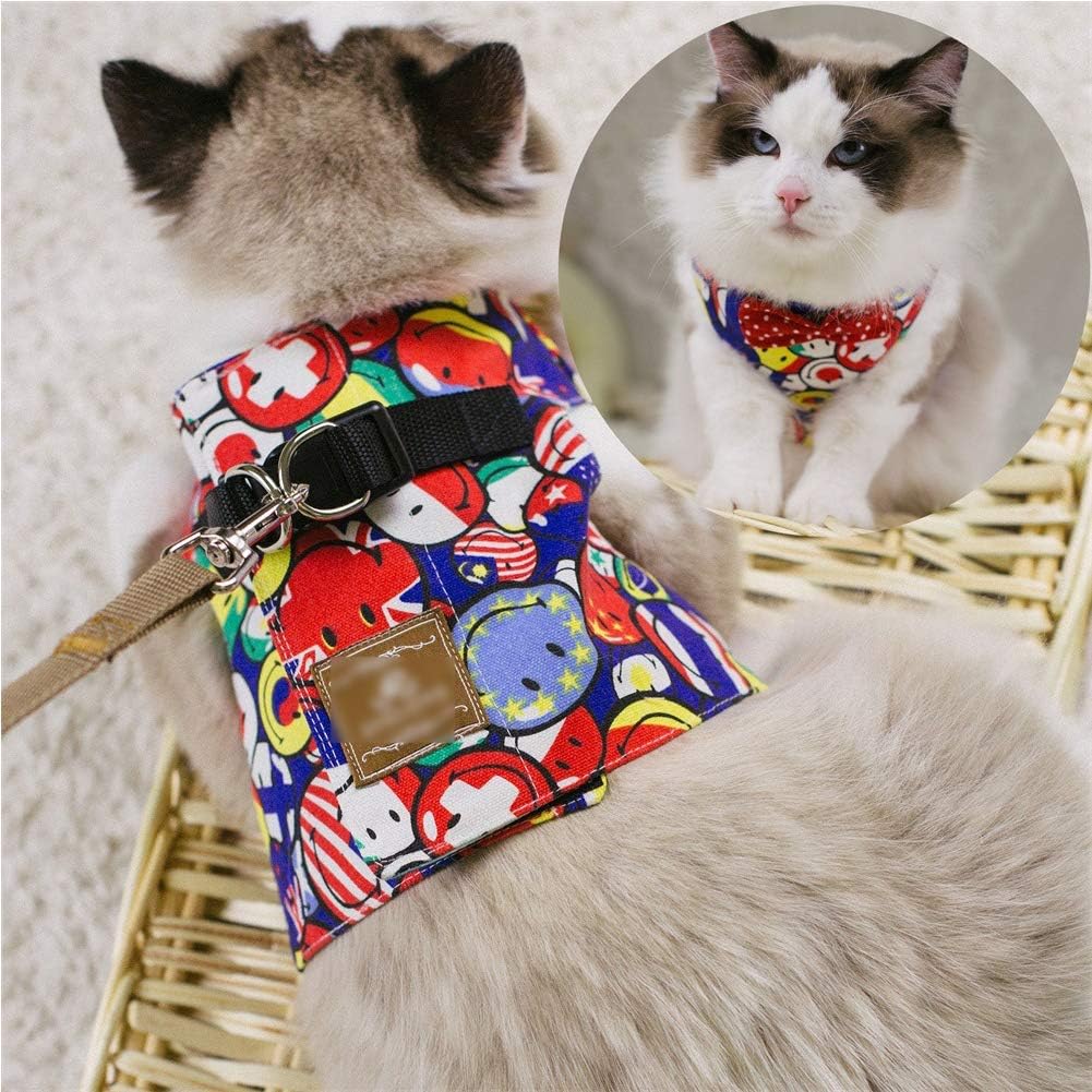 Escape Proof Cat Harness with Leash for Walking Puppy Jacket, Adjustable Cat Vest Harnesses with Running Cushioning Soft and Comfortable Suitable for Puppies Rabbits