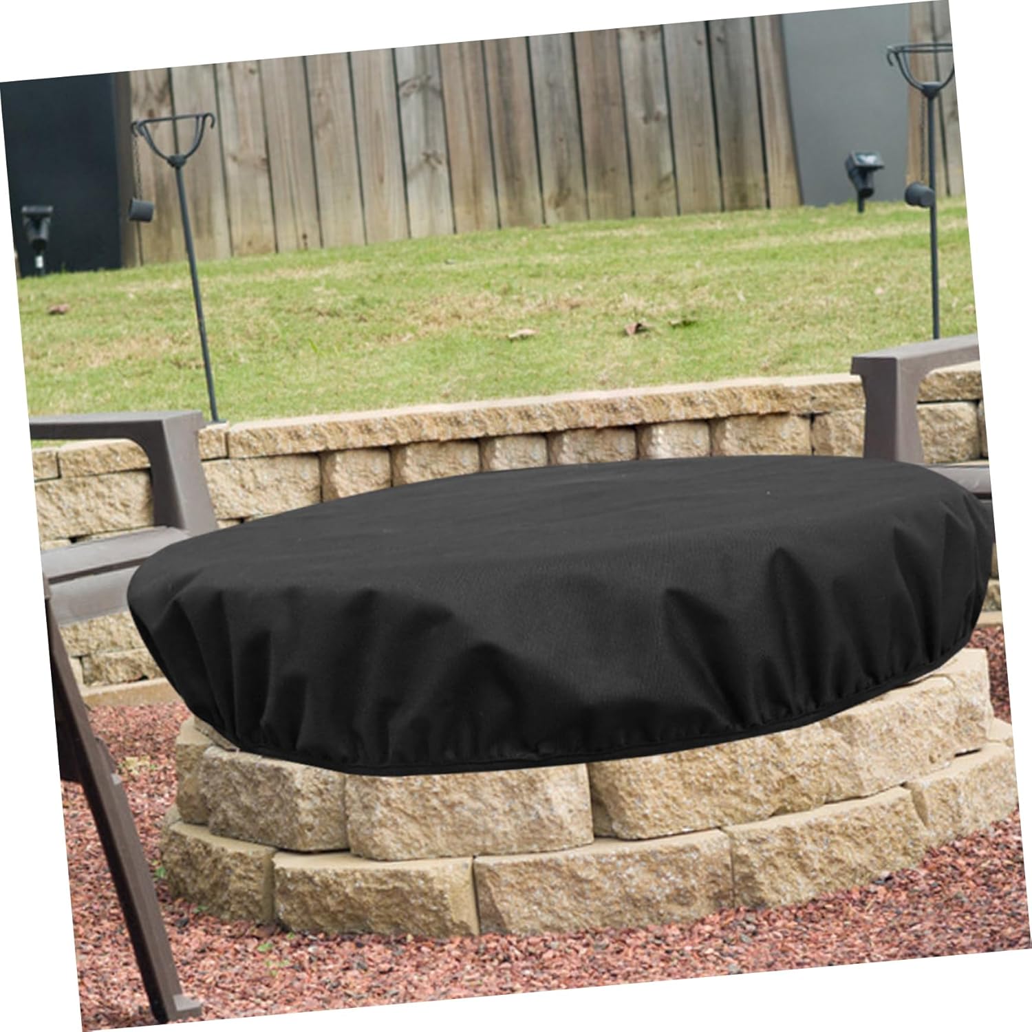 Heavy Duty Waterproof Fire Pit Cover for Outdoor Fire Pits 600D Oxford Fabric Weatherproof Fireproof Suitable for Gas Fireplaces