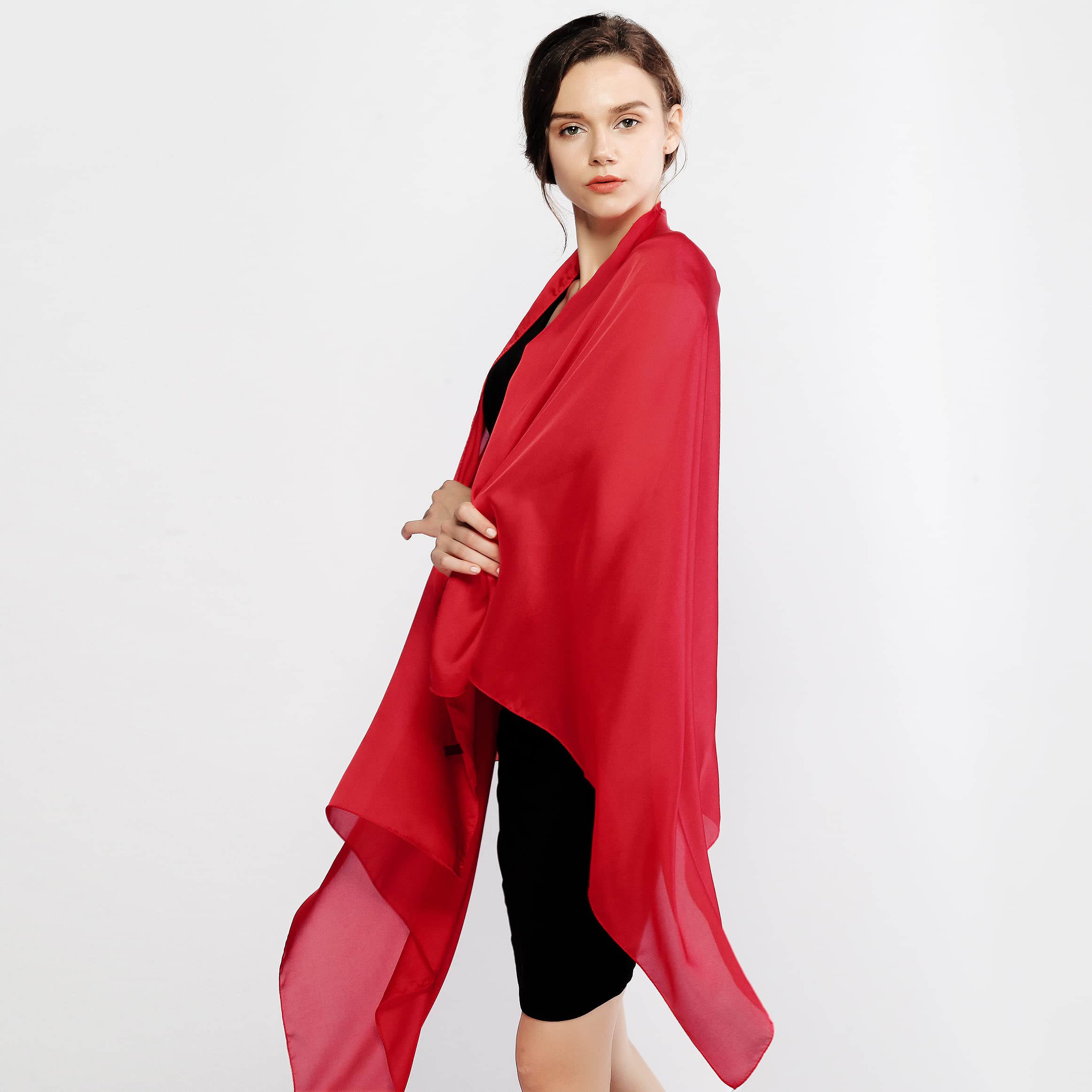 RIIQIICHY Foulard Sciarpa Seta Donna Pashmina Stola Scialle Cerimonia Abito da Sera Elegante Sposa