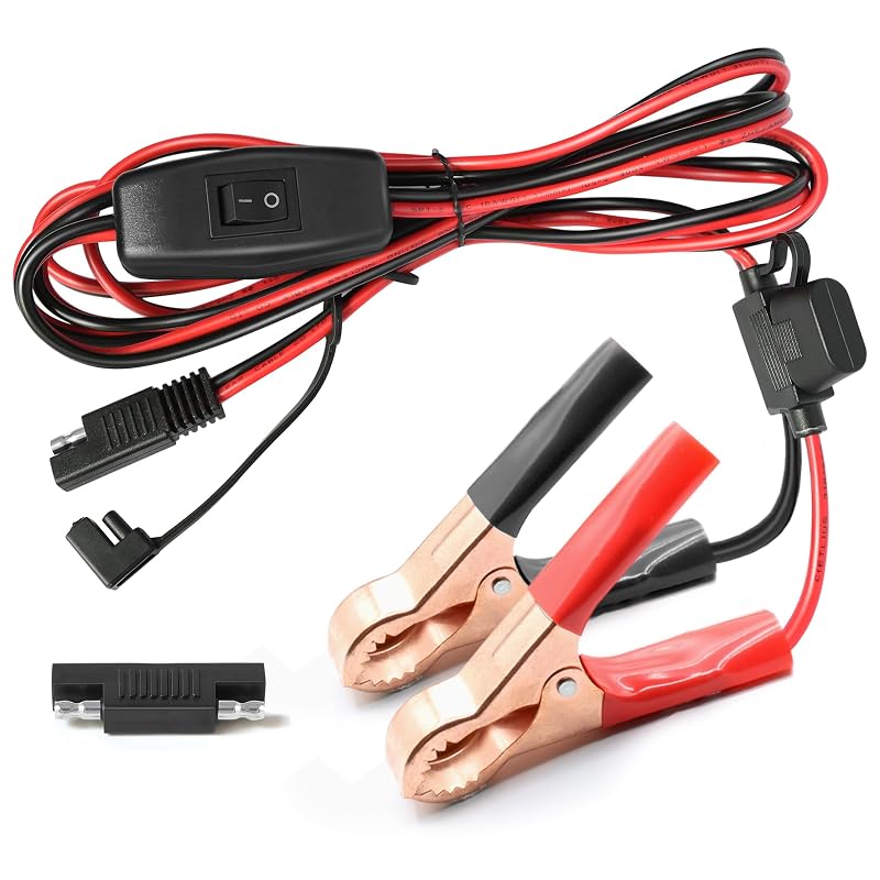 Chicote com Garras Jacaré SAE vgoviwin 12 V com Interruptor e Fusível – 2,4 m