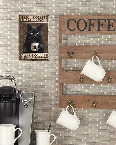 Miniatura 3 de ALKB Cartel de café con texto en inglés "Before Coffee I Hate Everyth" con texto en inglés "Before Coffee I Hate Everyon", decoración de barra de
