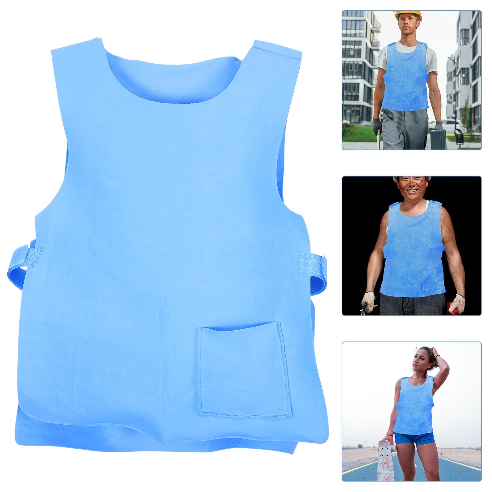 Gilet Rinfrescante da Esterno per Uomo e Donna, 60X40X0.3Cm, Assorbimento Acque Leggero, per Viaggi e Lavoro in Condizioni di Caldo, Blu