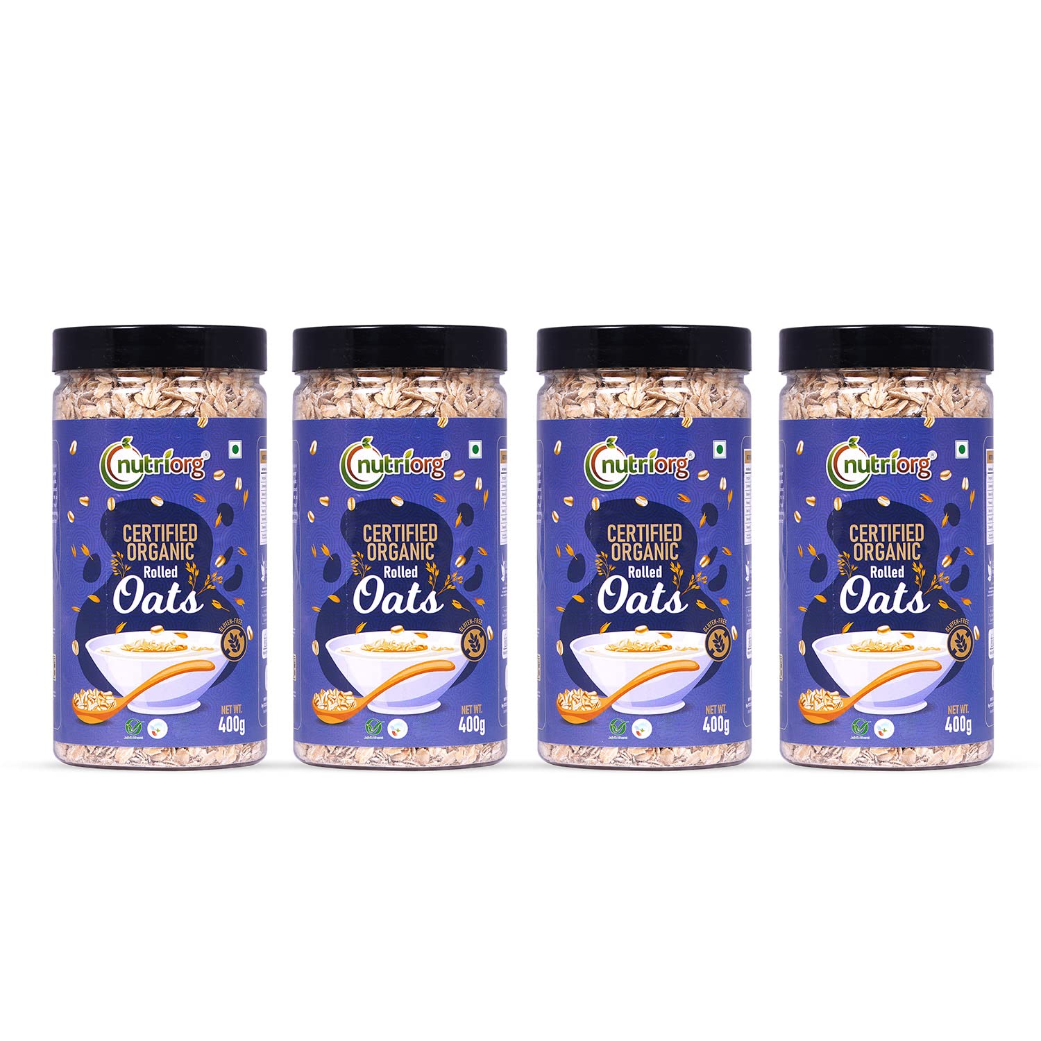 Nutriorg Organic Rolled Oats 1.6 Kg (Pack of 4x400g) | Gluten Free Oats | Wholegrain Oats | High Fiber & Protein-Rich Oats | Ideal for Weight Loss & Breakfast | 100% Natural Oats (B07DSB5WK4) Amazon Price History, Amazon Price Tracker