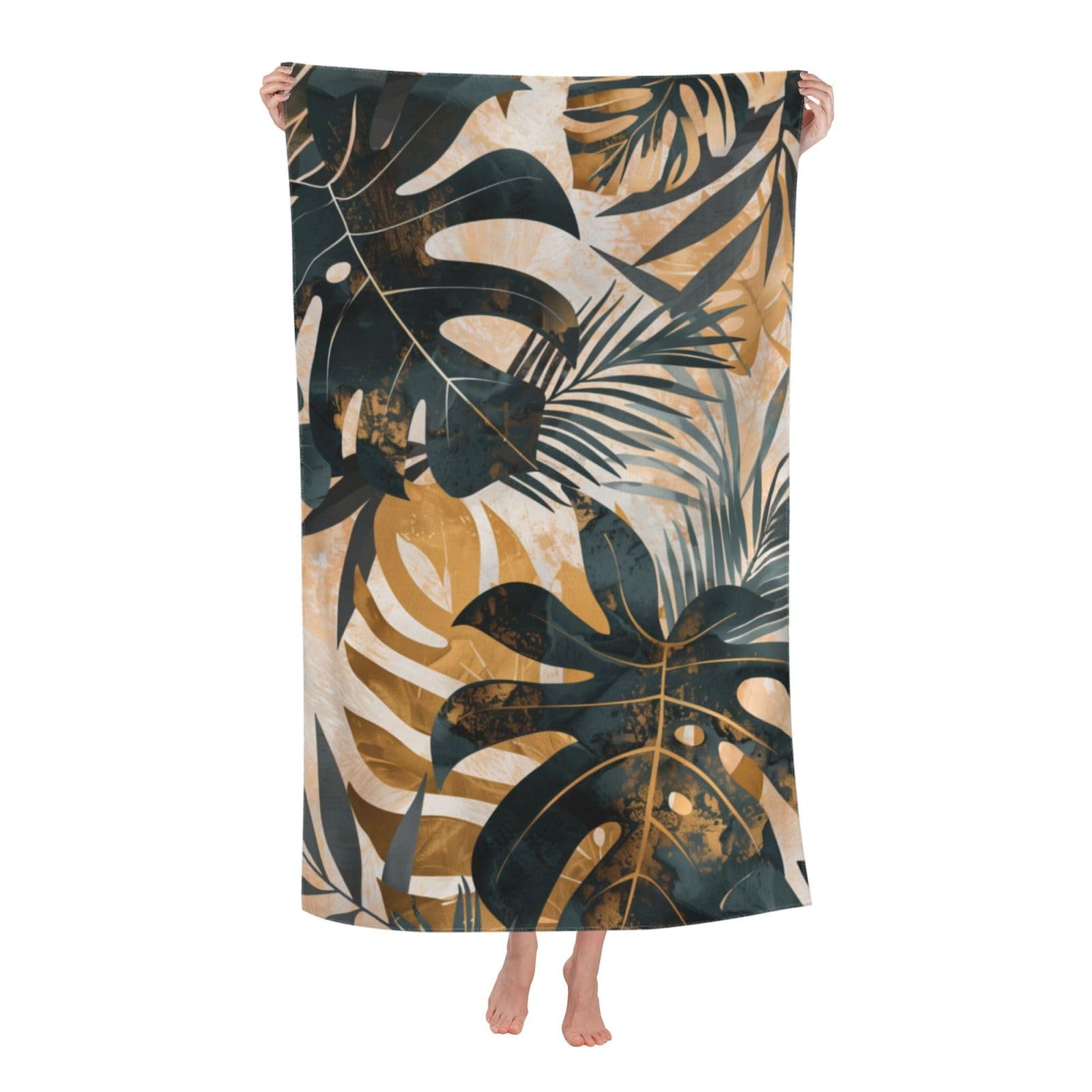 VANZEV Boho Palm Leaves Beach Towel Microfiber Sand Free Vintage Towels for Adult Kids Quick Dry Ultra Absorbent Super Soft Pool Travel Swim Bath