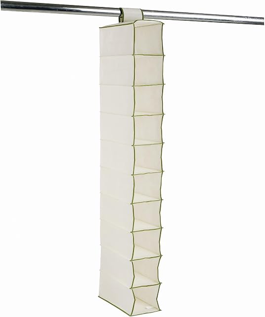H & L Russel 10 Pocket Shoe Organiser Harvest Cream 127cm x 15cm x 30cm