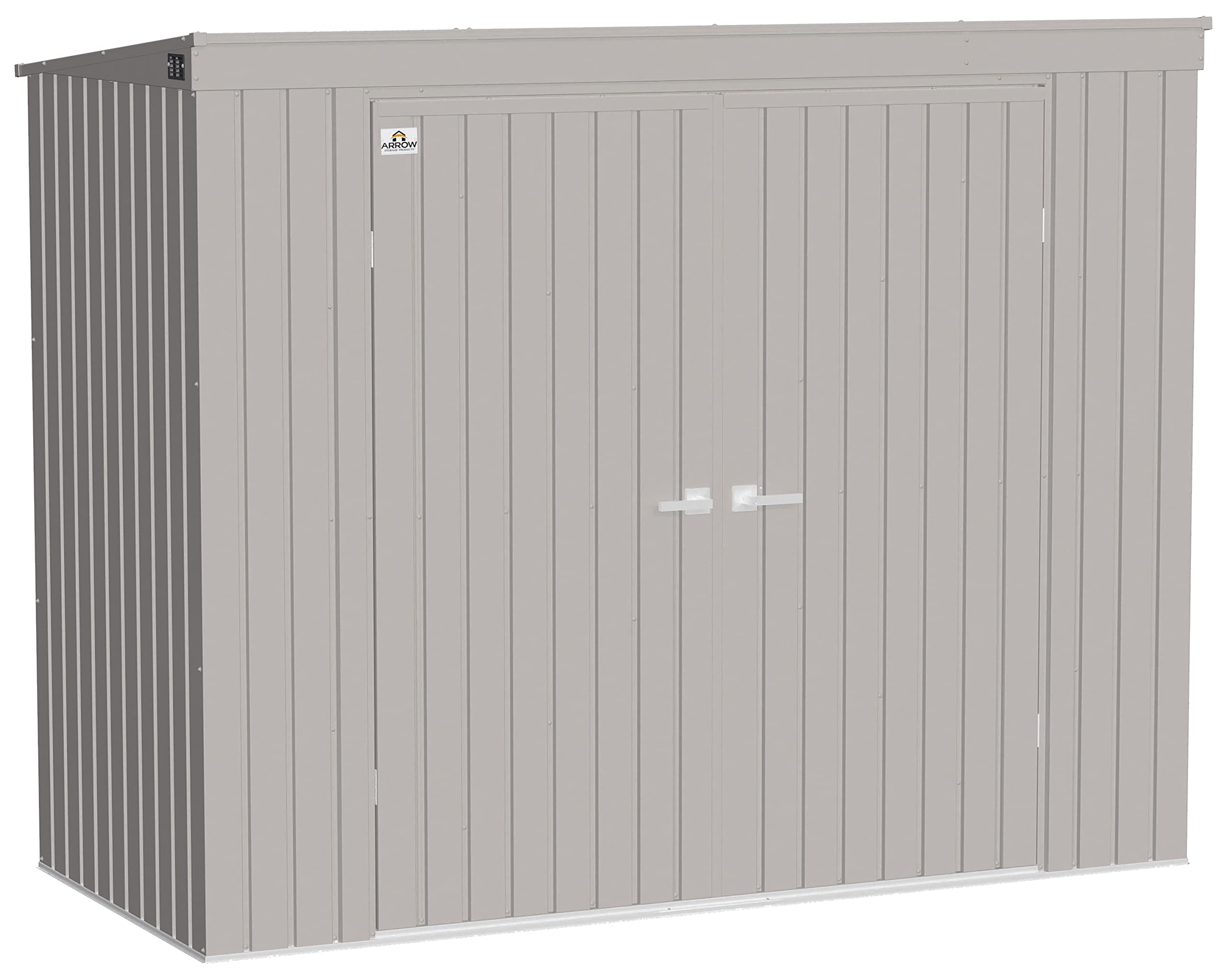 Arrow Shed Elite 8' x 4' Tall Outdoor Steel Storage Shed with High Gable and Lockable Doors Storage Building with Pent Roof, Cool Grey