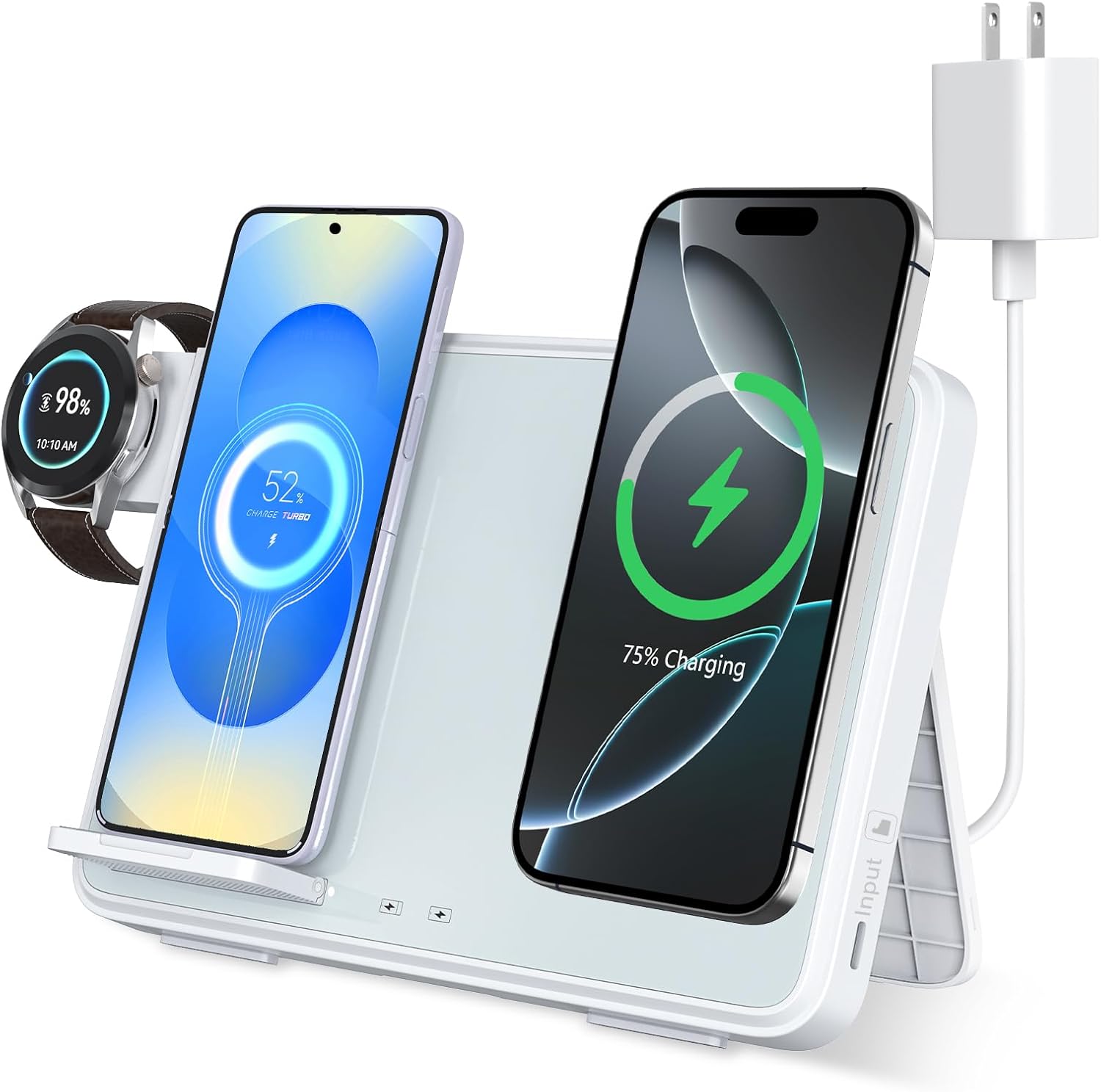 Wireless Charger 3-in-1 Stand for iPhone, Samsung, Watch & AirPods