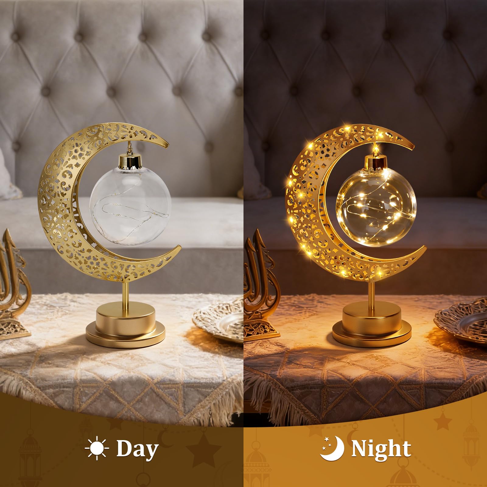 Ramadan Kareem. Ramadan de maan. Gouden halve maan en sterren. Symbool van de islam