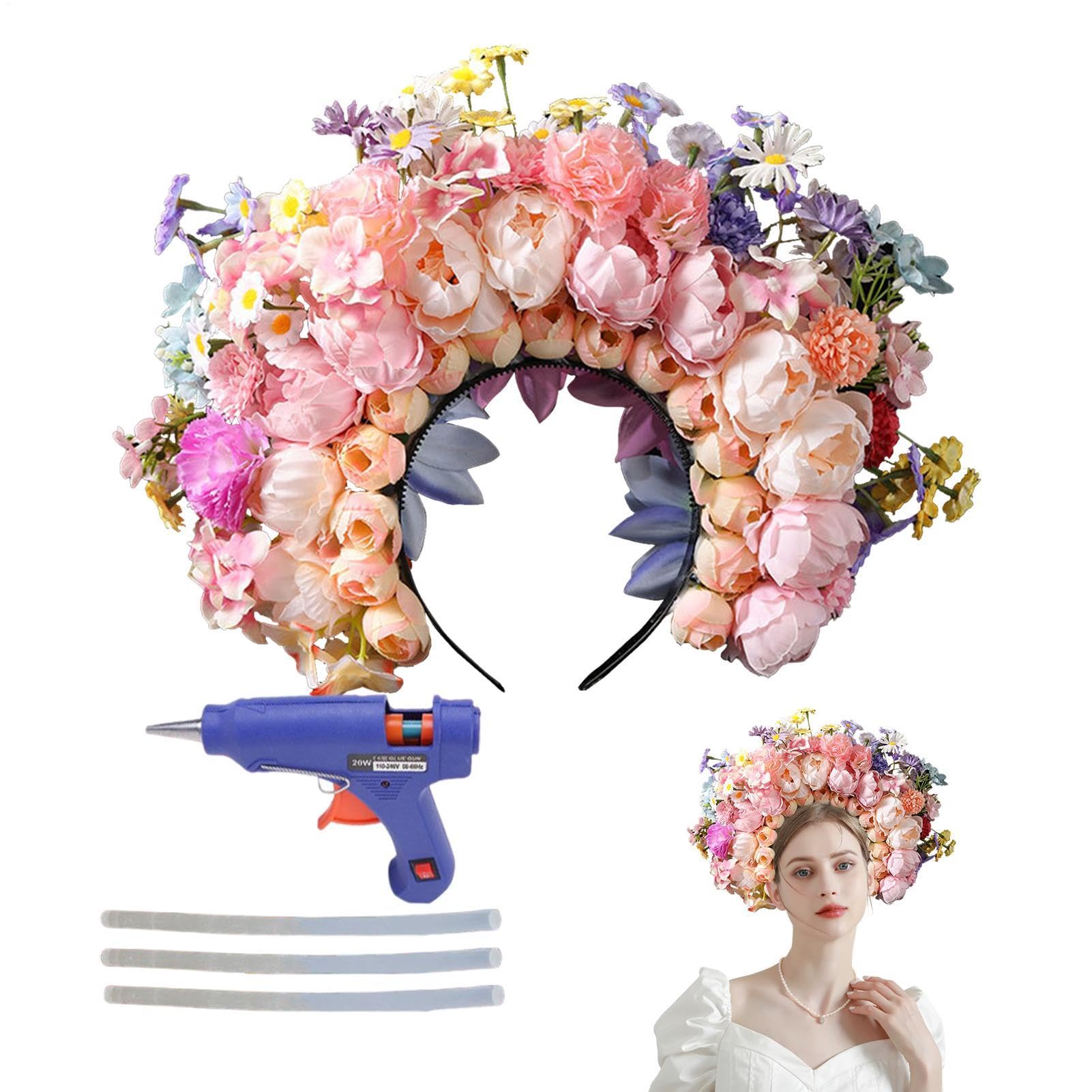 Banda per capelli floreali, fascia per la corona di fiori Copricapo a | Testaggio del festival, copricapo di matrimonio di , copricapo di costume per donne adulte