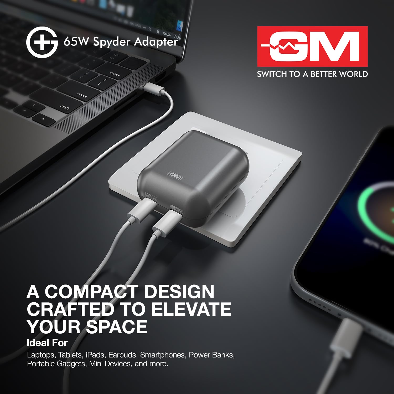 GM G+ 65W Spyder GaN Charger - Fast Charging -4