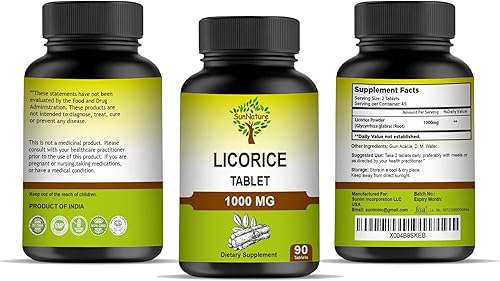 Miniatura 4 de Tabletas de regaliz | 90 comprimidos, 1000 mg| Suministro de 45 días| Suplementos veganos | Regaliz 100% natural | Regaliz | de India