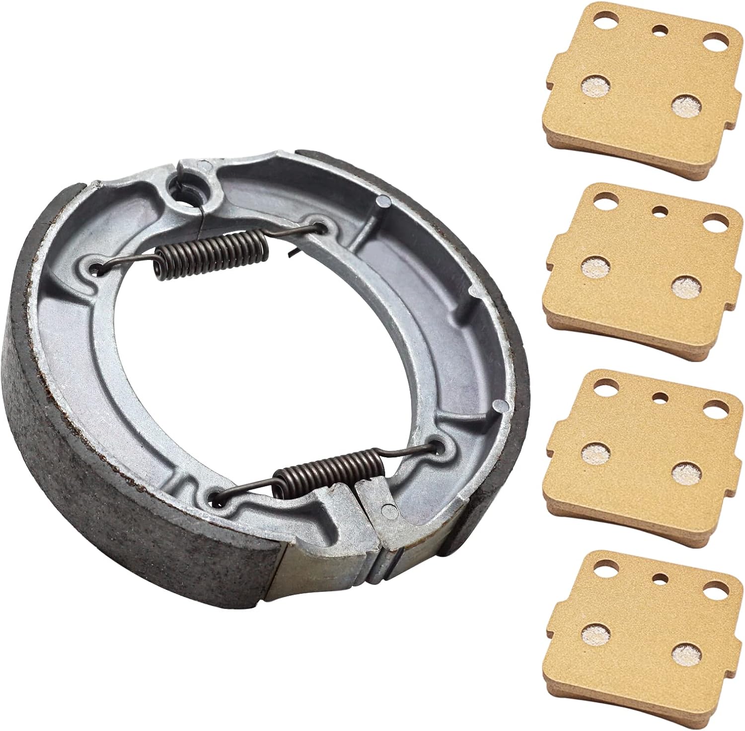Semi-Metallic-Pro Front Brake Pads & Brake Shoes for Yamaha Big Bear 400 Grizzly 600 Kodiak 400 Big Bear 350, OEM# 3GD-W0045-01-00 4WV-W253E-01-00 5FU-WF536-00-00