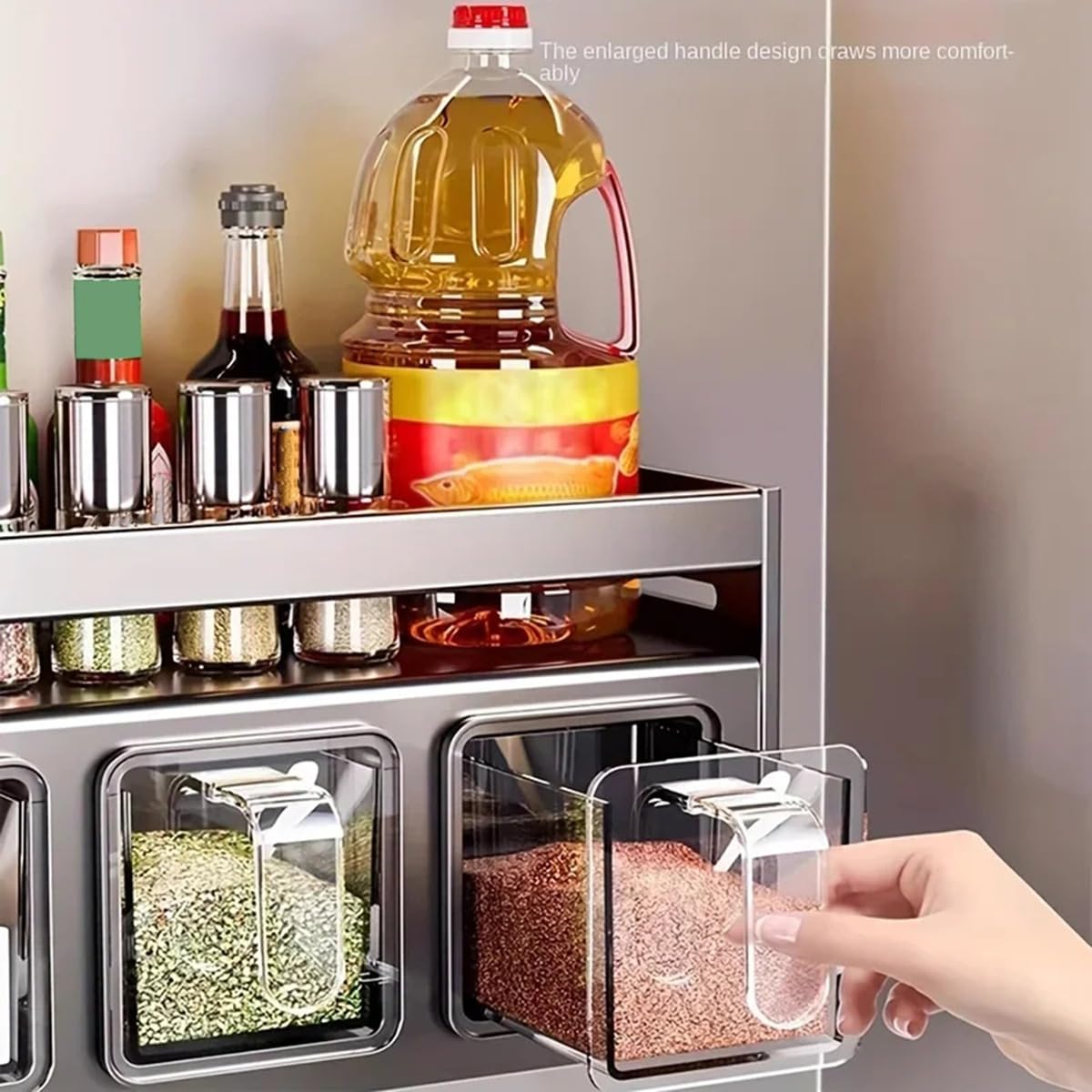 Gewürzregal aus Edelstahl zur Wandmontage, multifunktional, Küchenaufbewahrung für Gläser, Gewürze und Gewürze, platzsparendes Design für das Kochen zu Hause