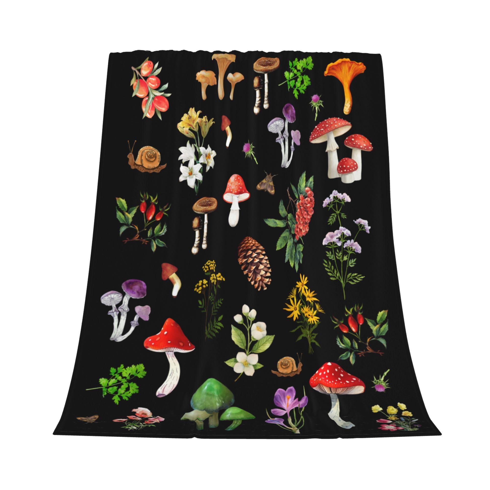 Gelasgo Mushroom Plants Throw Blanket Ultra Soft Flannel Blanket