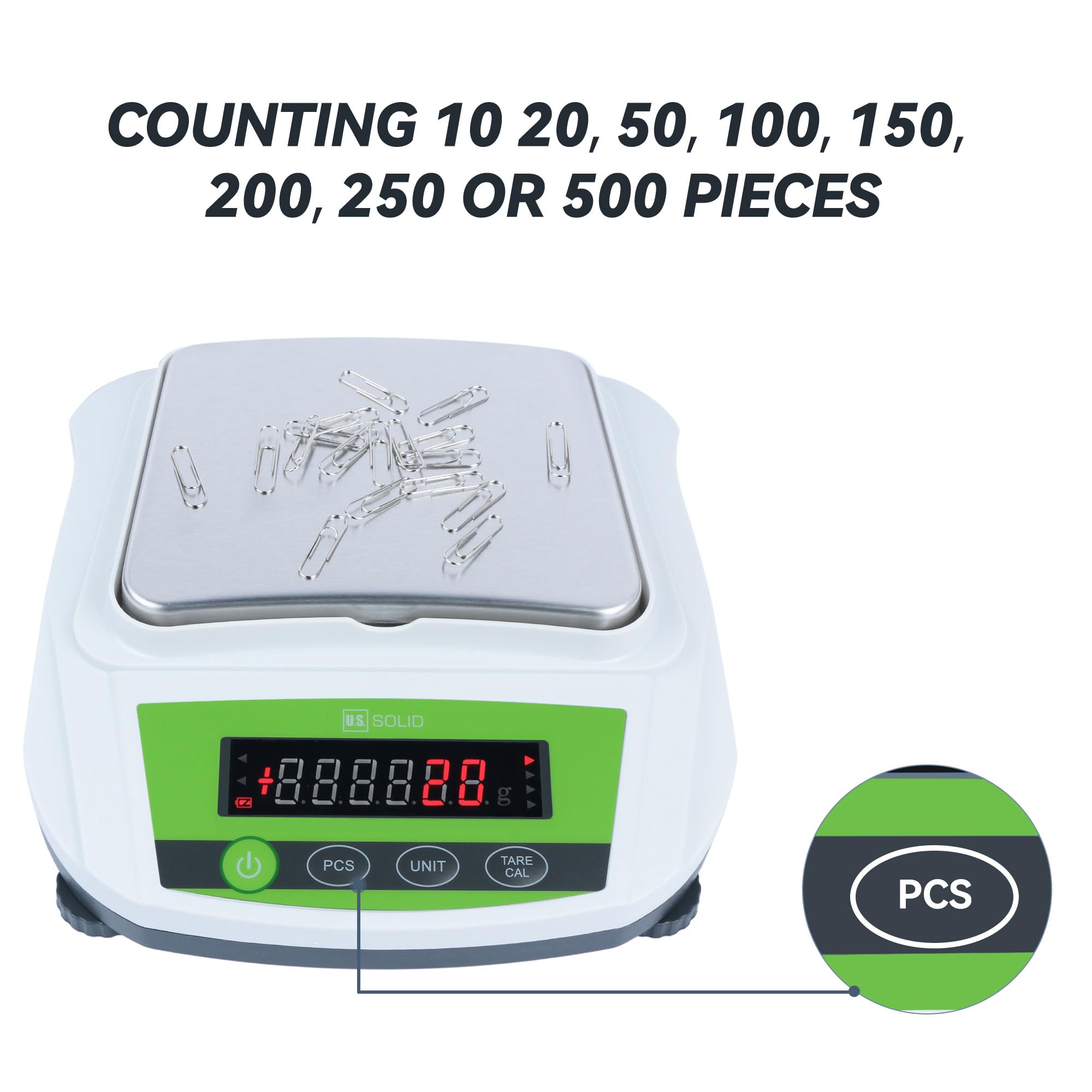 U.S. Solid Balanza de precisión de 2000 g/4.4 libras x 0.01 g - Balanza analítica digital de laboratorio para joyería de cocina científica