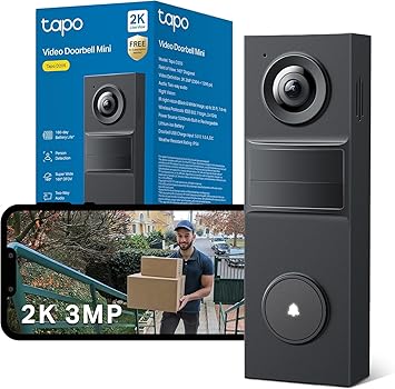 Tapo D205 2K 3MP Battery Doorbell Wireless, No Monthly Fee,160° FOV Ultra-Wide,Video Doorbell Wireless,2 Way Audio, TP-Link AI Detection,180 Days Battery,IP54,APP Control, Alexa/Google Home : Amazon.co.uk: DIY & Tools