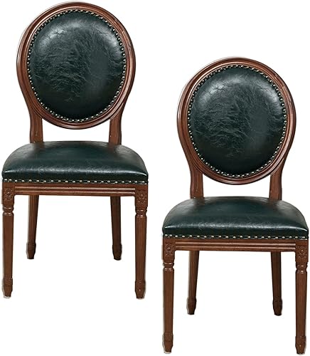 Miniatura 27 de JKGHK - Sillas de comedor, sillas de cocina de madera, silla lateral tapizada de cuero para habitación con respaldo redondo, juego de sillas de sala