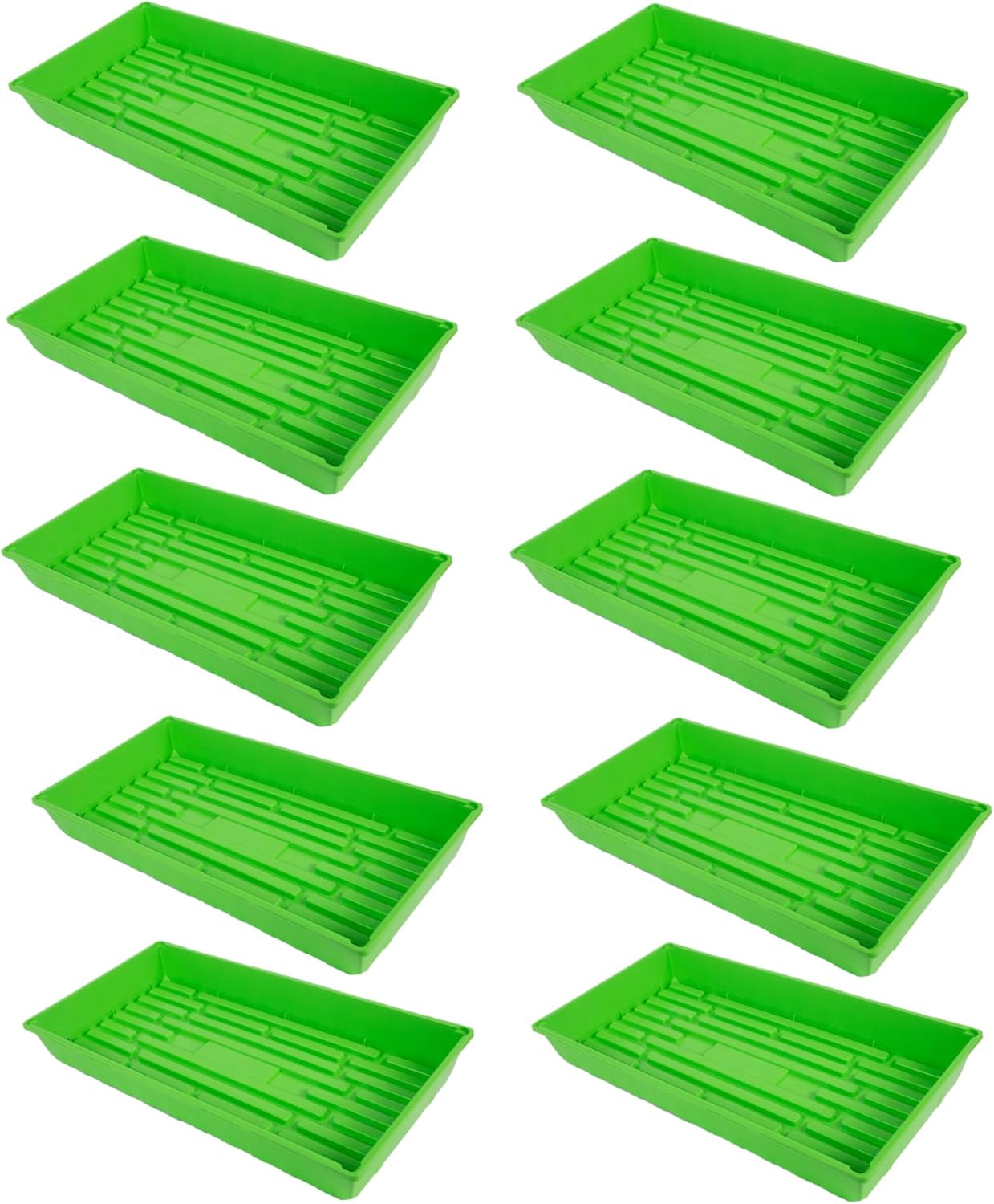 SUNPACK 10" x 20" Mega Plastic Seed Starting Tray, Green, 2.5" (Pack of 10) - No Drainage Holes, Ideal for Greenhouses or Indoor Gardening - Made of Thick, Strong Plastic