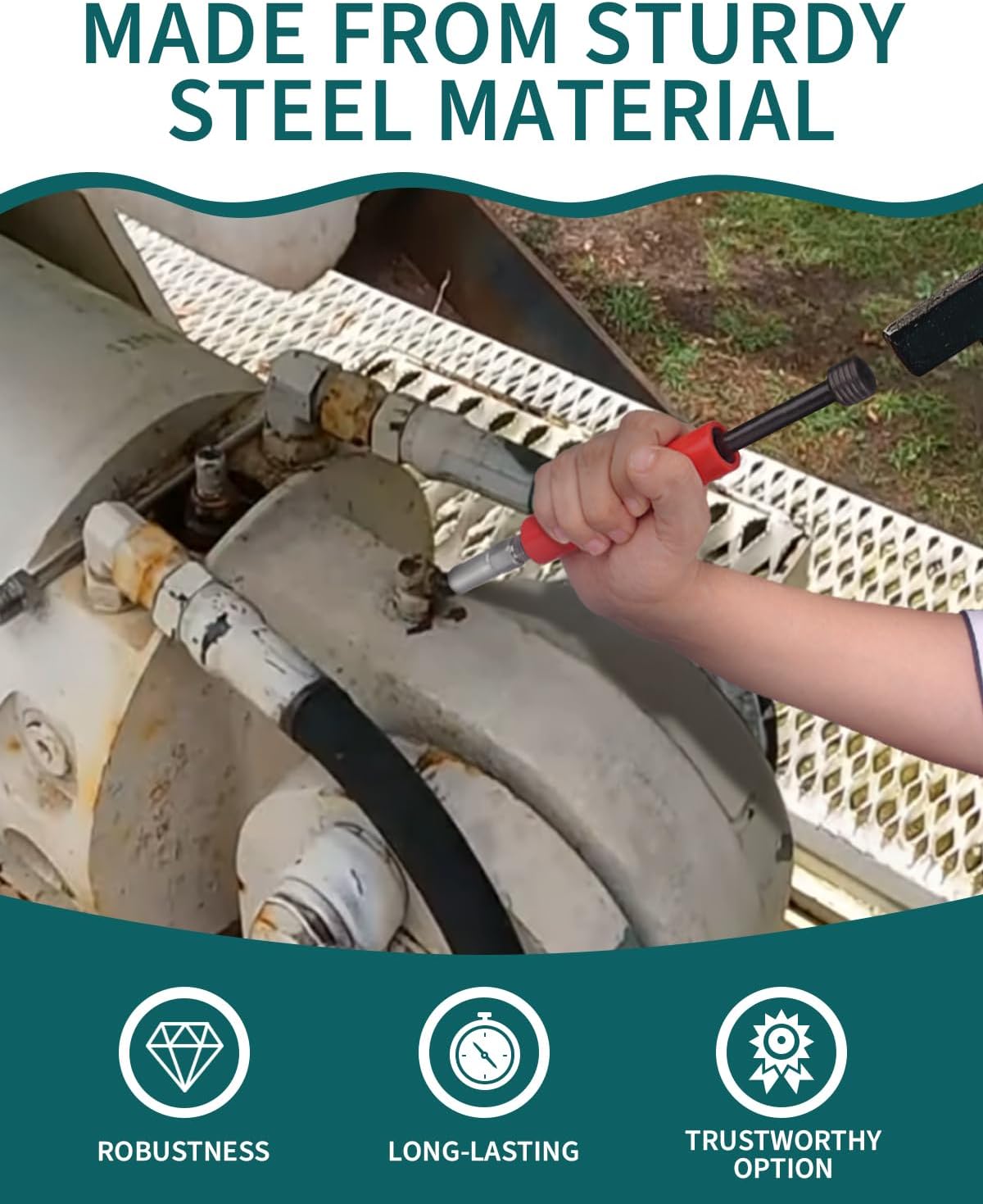Grease Fitting Cleaning Tool, Grease Zerk Cleaning Tool for Tractors, Excavators and Heavy Machinery Remove Old Dried Oil from Fittings, Pins, Shafts, Bushings, and Joints (Red)