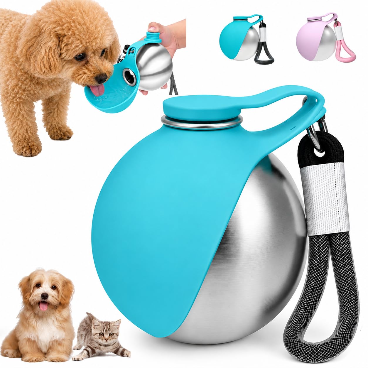Portable Dog Water Bottle with Bowl for Small Dogs, Puppies, and