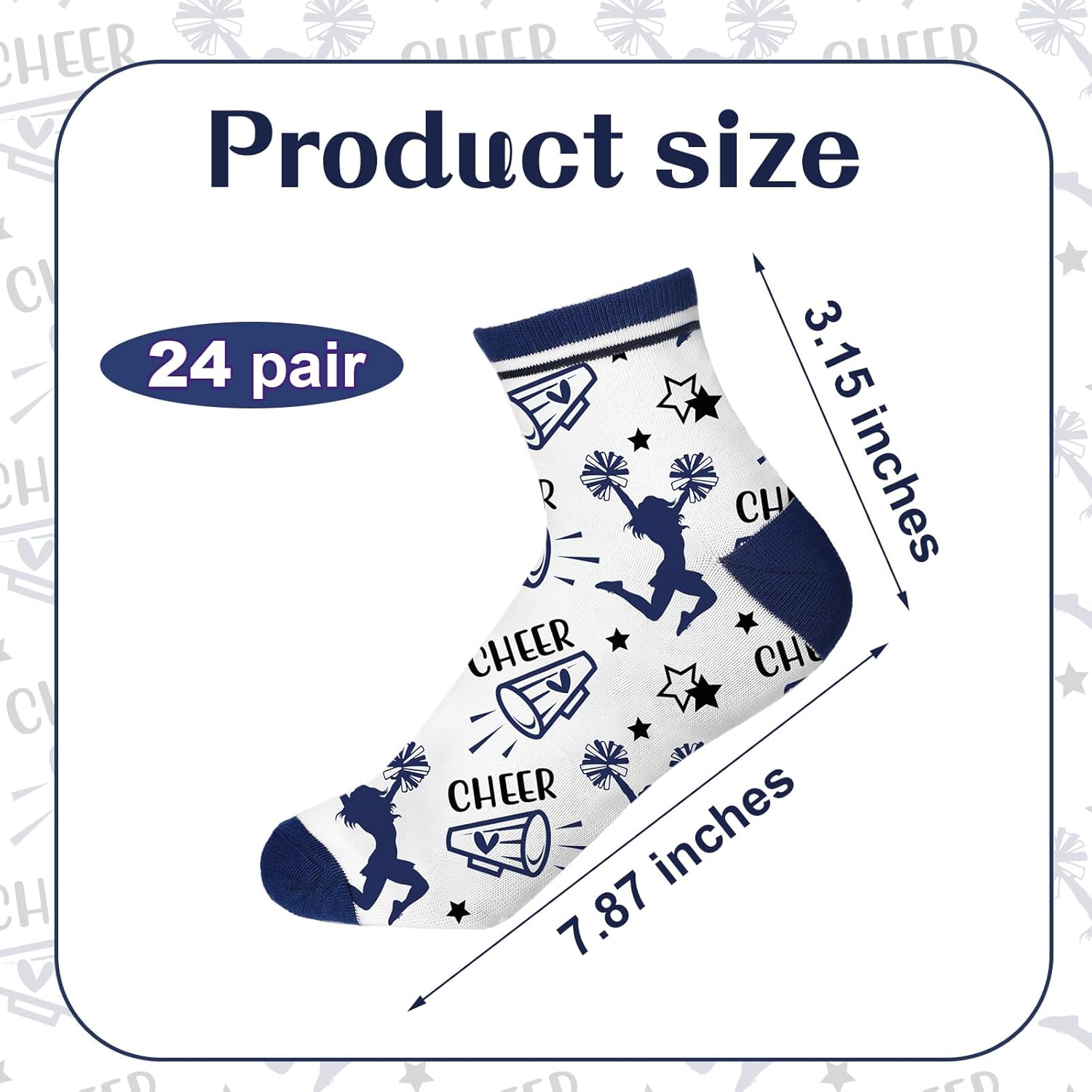 Maiteenly 24 Pairs Ankle Cheer Socks Cheerleading Team Cheerleader Socks for Women Girls Cheer Accessories Gifts