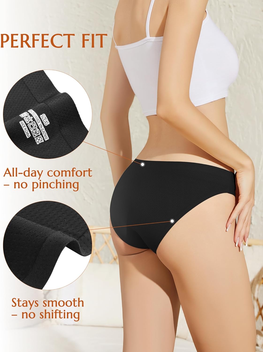 ANSUKOO 6 Pack Seamless Underwear Bikini Women,No Show Hipster Panties,Breathable Ladies Briefs,Comfortable Invisible Undies - Image 2