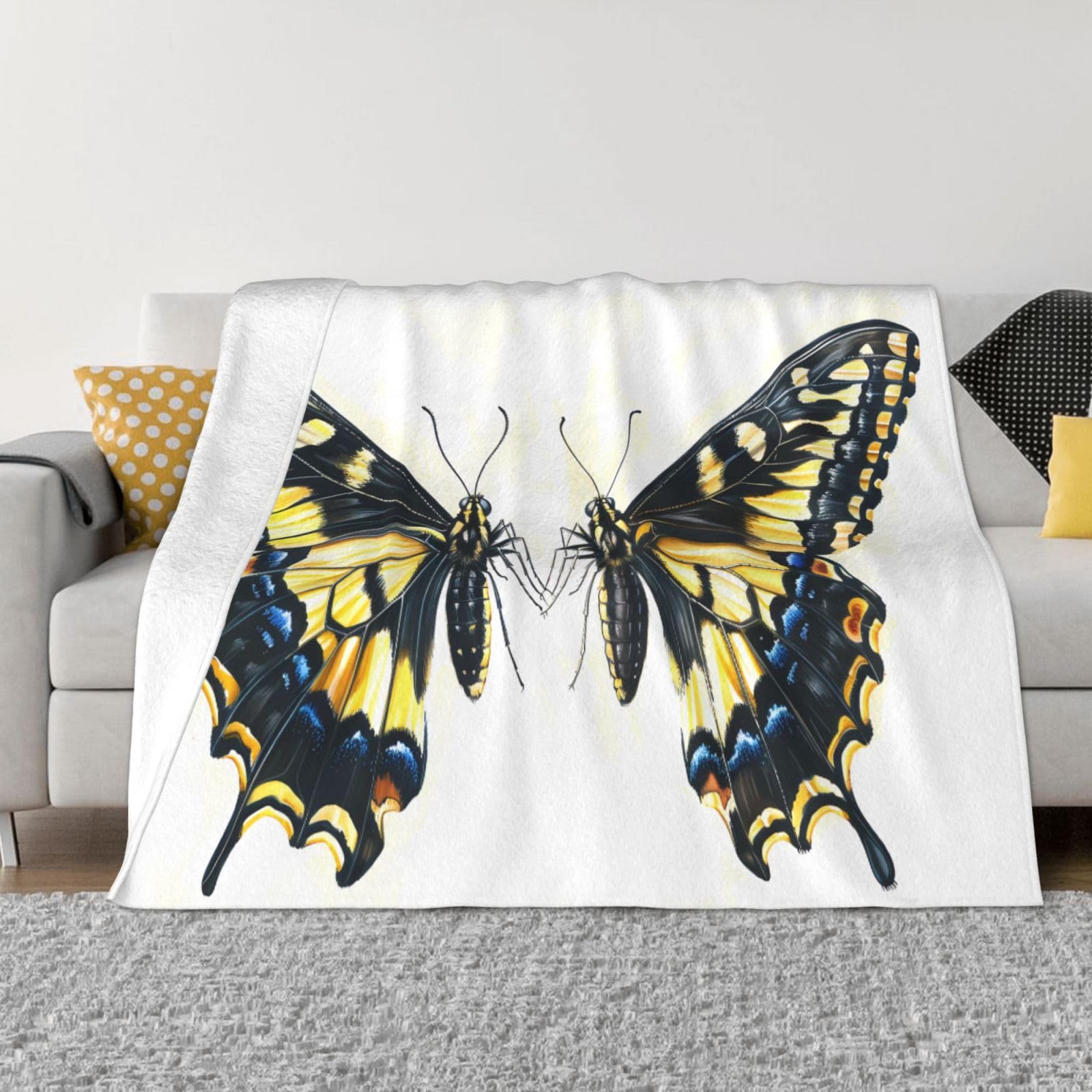 Couverture polaire flanelle à motif papillon crête pour sublimer votre canapé
