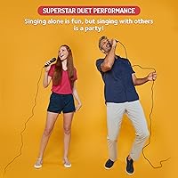 Vista 4 de Singing Machine Micrófono con cable para karaoke (negro) - Micrófono vocal dinámico unidireccional - Micrófono enchufable para máquina de karaoke