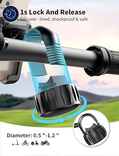 Miniatura 3 de Soporte de teléfono para motocicleta, cámara sin bloqueo Soporte de teléfono para bicicleta, envuelto de silicona Soporte de teléfono celular para