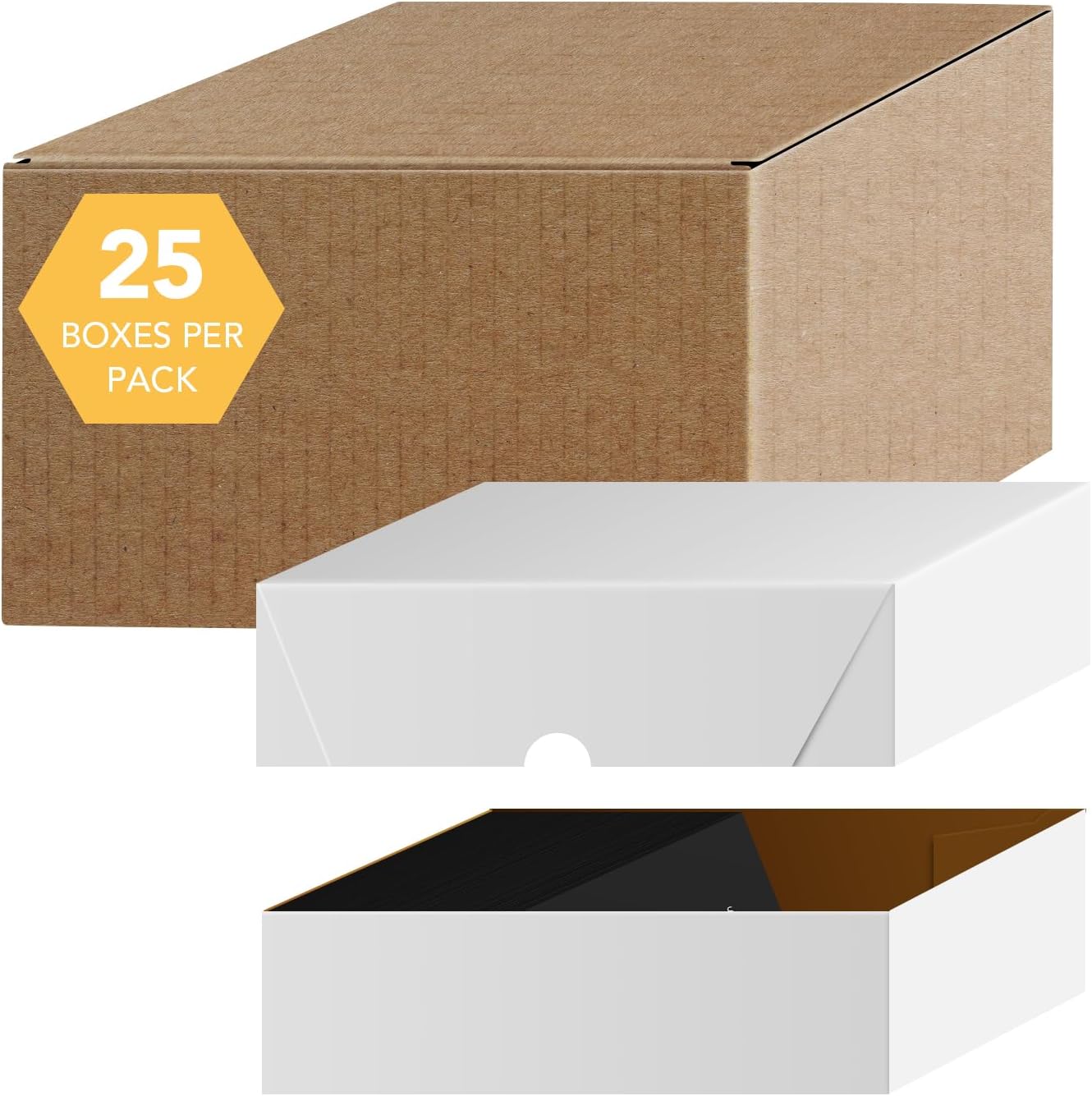 White Business Card Folding Box - Thick and Sturdy Cardboard Boxes for Storage Containers, Packaging, Card Holder and Organizer - 25 per Pack (12" x 3 1/2" x 2")