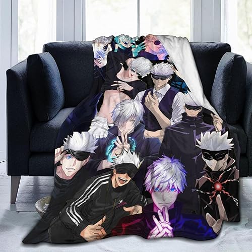 Manta Gojo Satoru suave y cómoda de lana para sofá, oficina, coche, camping, yoga, viajes, decoración del hogar, acogedora manta de playa de felpa