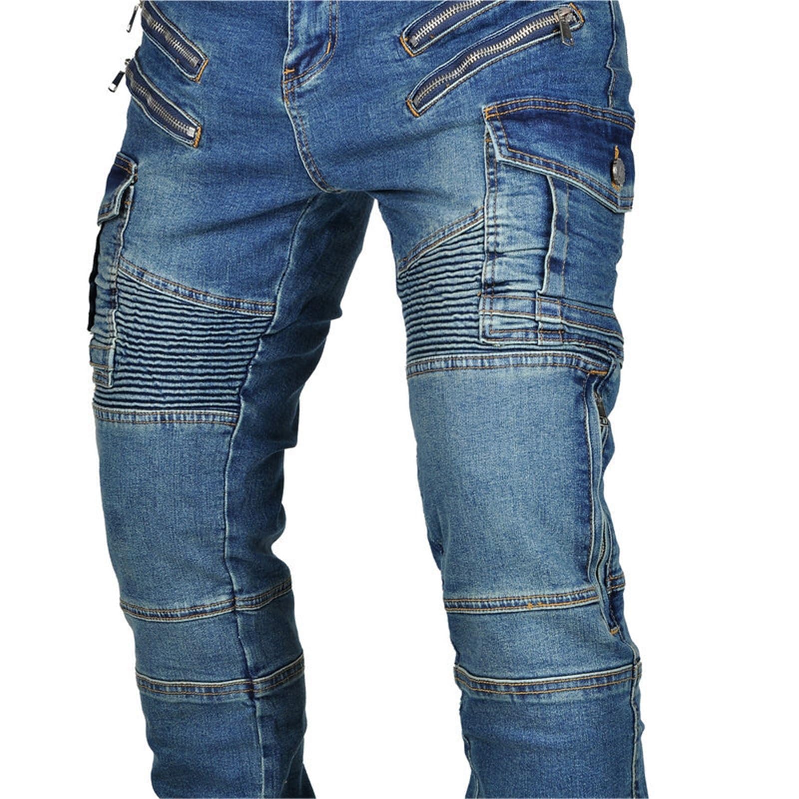Męskie spodnie motocyklowe Slim Fit Armored Biker Jeans | Z ochronnymi ochraniaczami na kolana ochraniacze bioder trwały dżins do miejskiej przygody