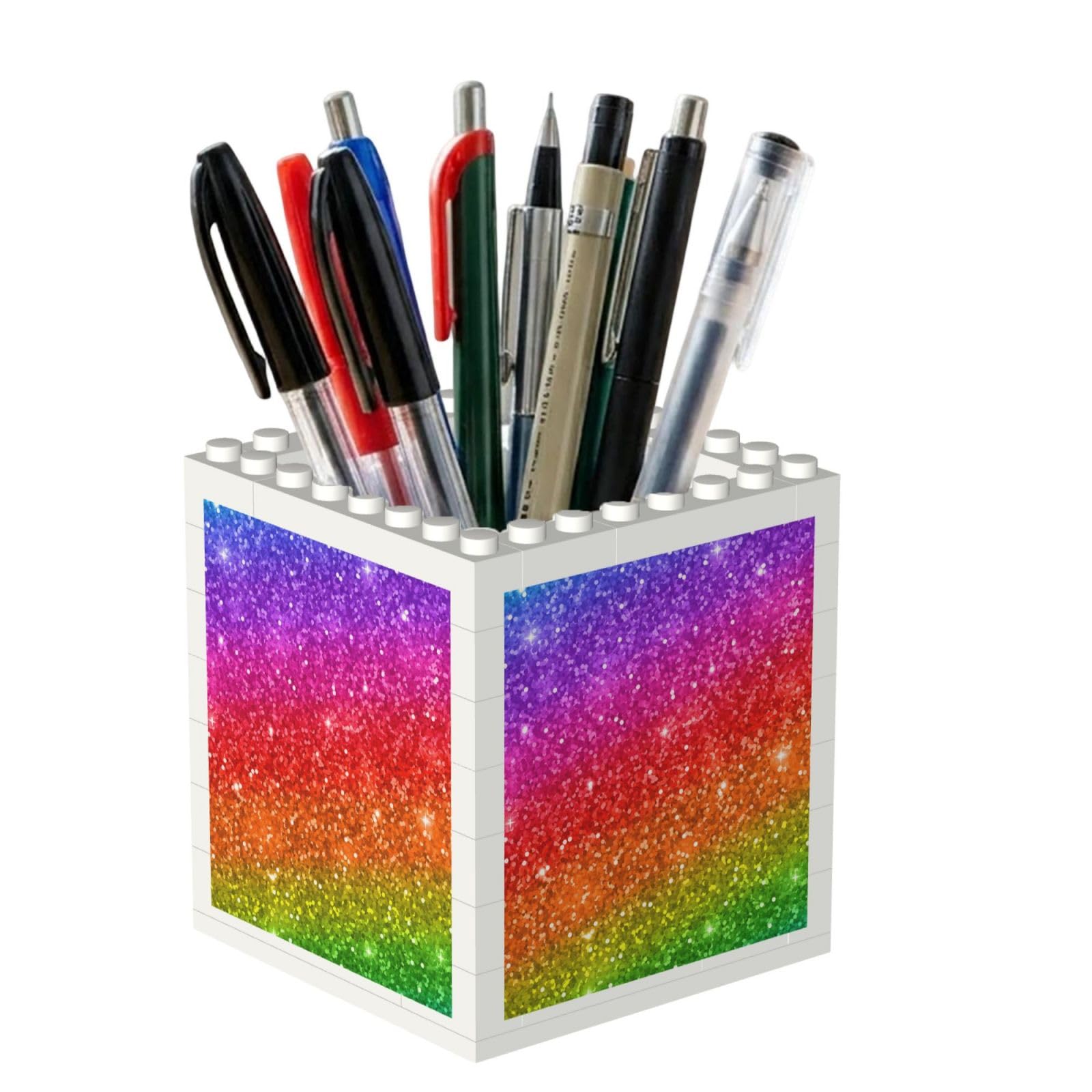 Poadnly Colorful Glitter, Pen Pot Pencil Holder for Office Home School, Compact Desk Organiser for Office Stationery