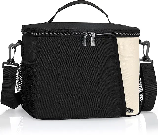 Sac Isotherme Laine 8,6L Antifuite avec Bandoulière - Lunch Bag Noir pour Travail et Pique-Nique