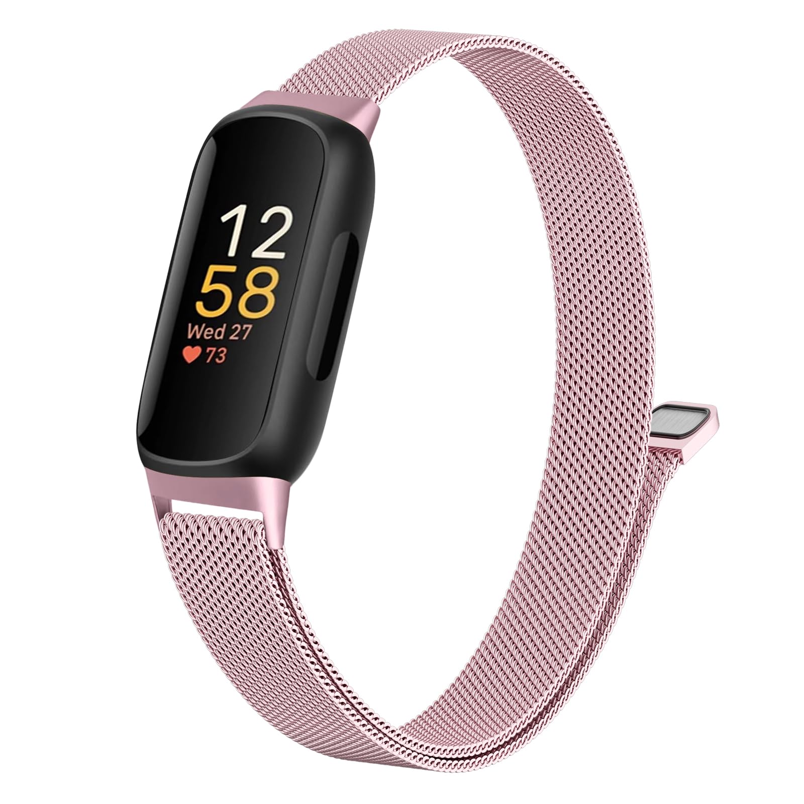 Faliogo Metal Strap Compatible with Fitbit Inspire 3 Strap for Women Men - Adjustable Stainless Steel Loop Sport Band for Fitbit Inspire 3 Fitness Tracker, Rose Pink