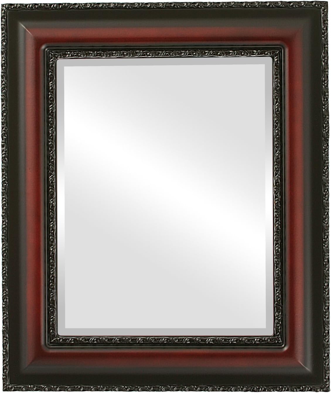 OVALCREST Rectangle Beveled Wall Mirror for Home Decor - Somerset Style - Rosewood - 25x29 Outside Dimensions
