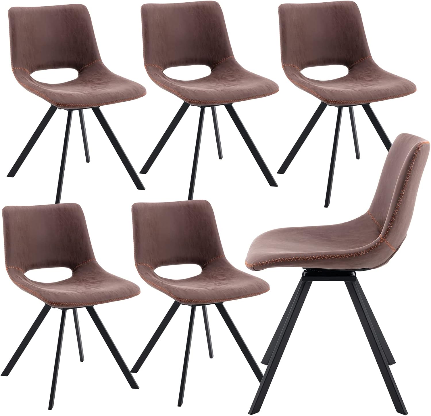 ZHENGHAO Set of 6 Mid Century Modern Dining Chairs, Accent