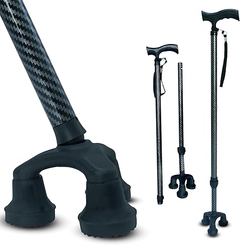 Miniatura 7 de Dr. Aid Tripod and fourpod Walking Cane for Men & Women Premium Carbon Fiber Black Cane Adjustable Heavy-Duty 3 or 4-pronged Walking Stick for