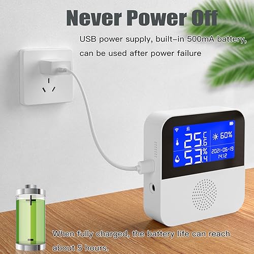 Miniatura 5 de Termómetro higrómetro WiFi con sonda impermeable sensor inteligente de humedad de temperatura con pantalla LCD retroiluminada y función de